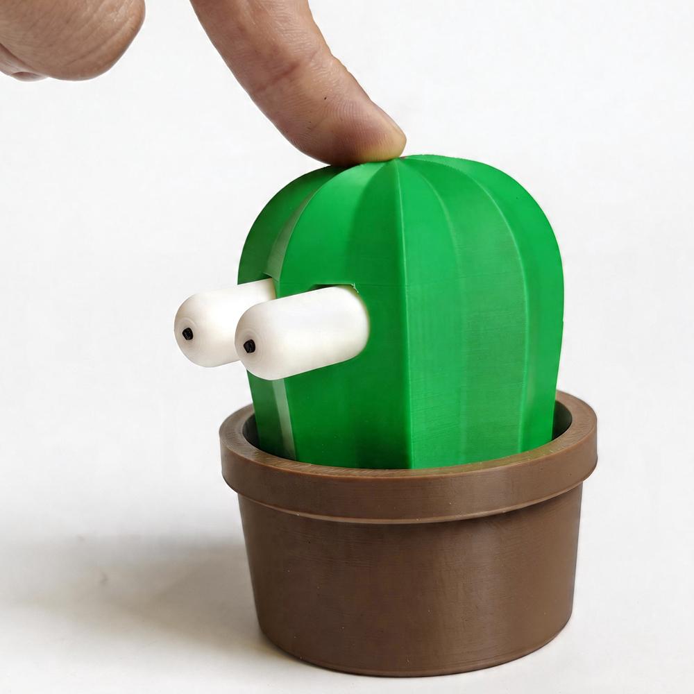 

3D Printed Pop-Out Eye Cactus Fidget Toy, Funny Press Activated Moving Eye Plant, Stress Relief Desk Decor белый