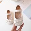 2024 Spring and Autumn New Korean Style Sweet Girls Black Leather Shoes Children's Fashion Square-toe Soft Simple Flats Casual