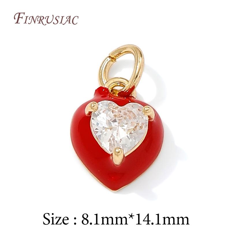 14K Gold Plated Enamel Charms with CZ Crystal,Heart Moon Pendant For DIY Jewelry Making,DIY Bracelet Necklace Earring Supplies