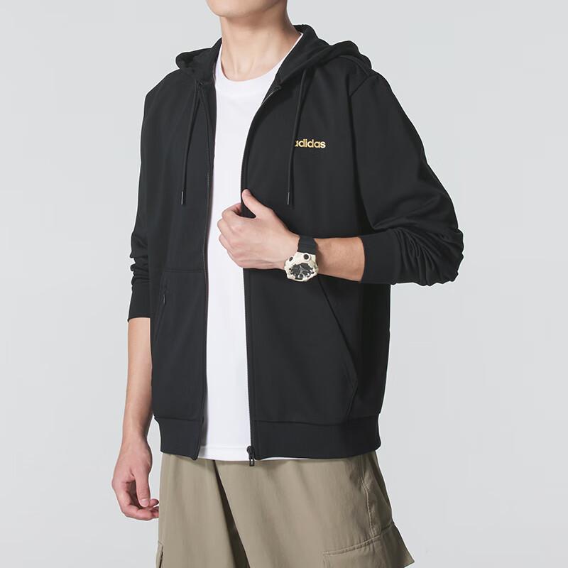 Adidas Casual Fashion Simple Hooded Long Sleeve Jacket Men Jackets Black KA1481