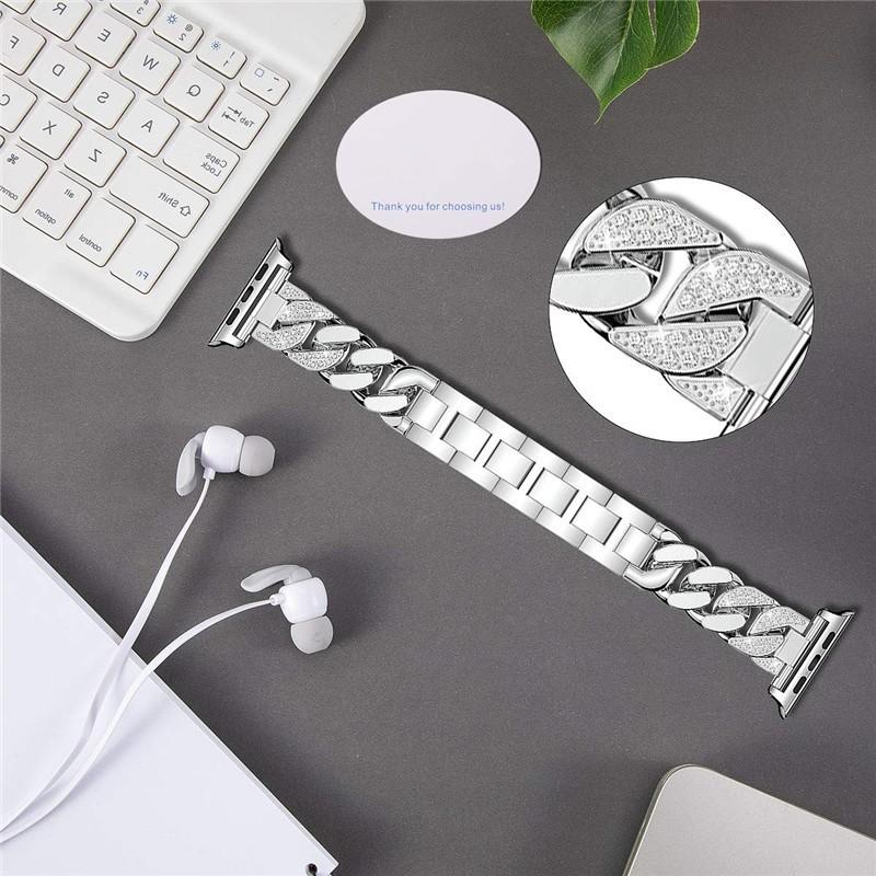 Diamond Strap For Apple Watch Band Ultra 2 49mm 45 41 42 46 38 40 44mm Link Bracelet Corre iWatch Series 10 9 8 7 6 5 4 3 SE