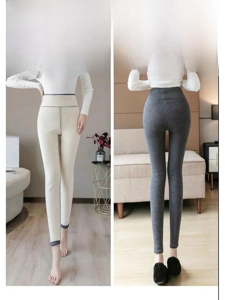 Women's High-Waist Lambskin Velvet-Lined Leggings - Autumn/Winter 2022