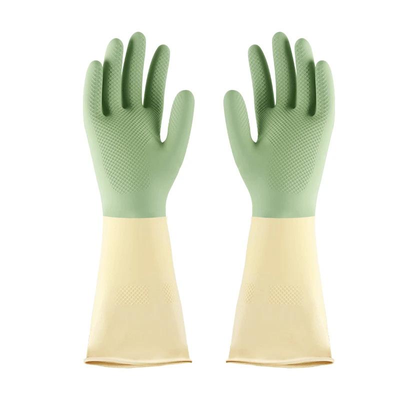 4pcs Waterproof Housework Cleaning Gloves Kitchen Cleaning Latex Laundry Dishwashing Gloves Wear Resistant Rubber Gloves