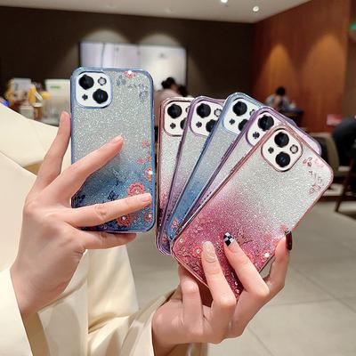 Glitter Gradual Change Electroplating Secret Garden for iPhone14Pro Mobile Phone Case Apple 13 Rhinestone Women's 12 Sets X