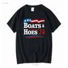 Boats And Hoes 24 Amerikaanse Vlag Stiefbroer Vintage Verkiezing Grappig T-shirt vintage Gewassen designer kleding Lichtelijk homme