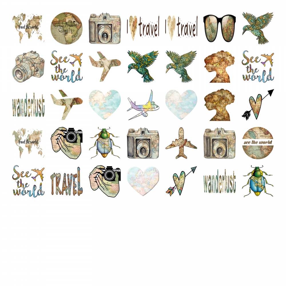 35pcs-50pcs Artistic Photography Stickers Vintage Adventure Wanderlust Stickers Nature Stickers For Guitar DIY Skateboard