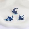 Cartoon Marine Animal Enamel Pins Glittering Dolphin Manta Ray Shark Brooch Alloy Lapel Jewelry Gift Accessories