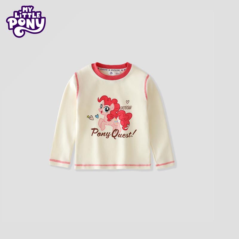 Girls' Cartoon Long-Sleeve Cotton T-Shirt - Spring/Autumn Fashionable Color Block Top