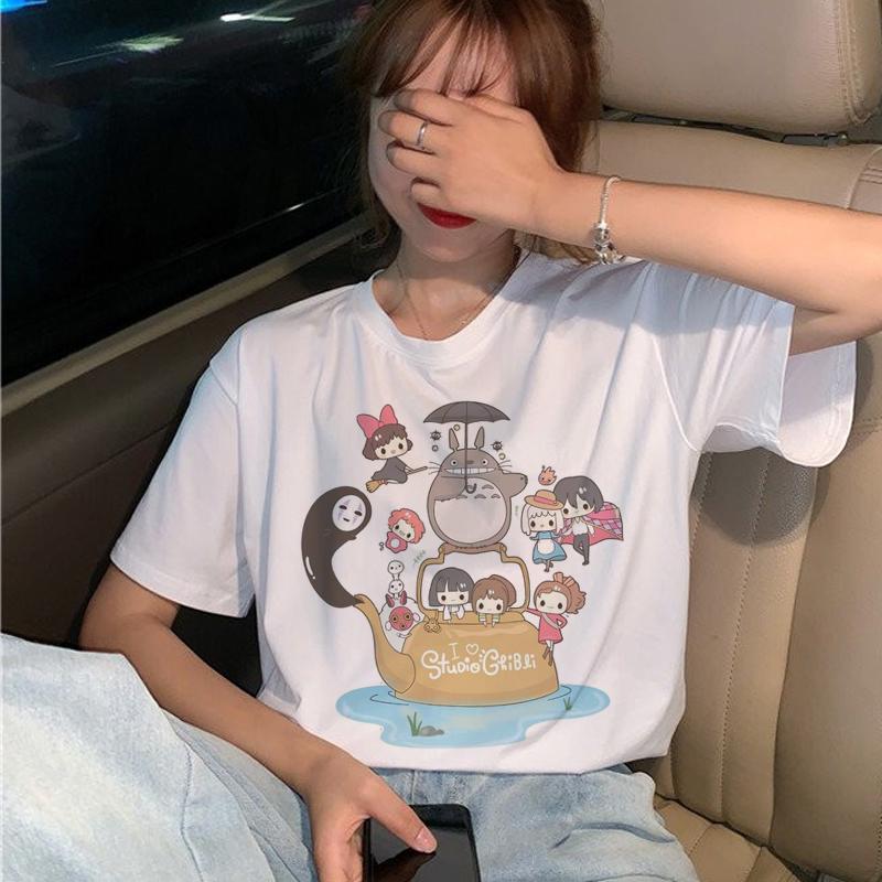 New Totoro T Shirt Women Studio Ghibli Kawaii 90S Graphic T-Shirt Harajuku Miyazaki Hayao Ullzang Tshirt Top Tees Female