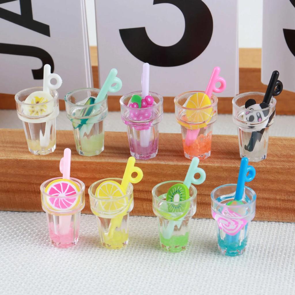 10 Stück Mix Stile Sommer Glas Wunschflasche Milchteetasse Ohrringanhänger DIY Schlüsselanhänger Halskettenanhänger Schmuckherstellung