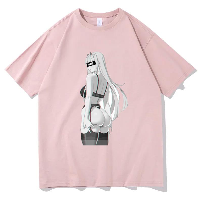 Sommer Baumwoll T-Shirt Harajuku Anime Egirl Print T-Shirt Y2k Casual Kurzarm T-Shirt Unisex Oversize Streetwear Kleidung