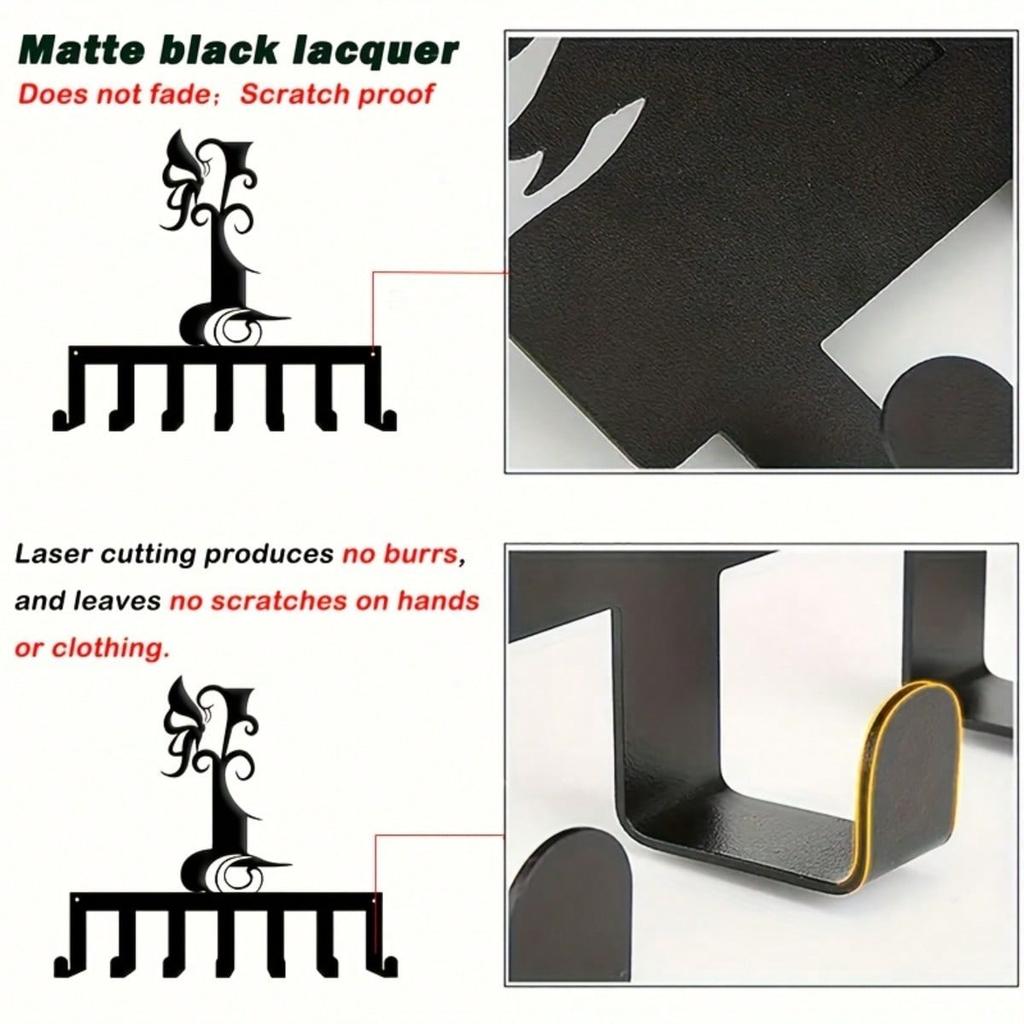 Iron Wall Hook Rack 7 Hooks Letter L Shape Key Holder for Hallway Bedroom Entryway Durable Housewarming Gift