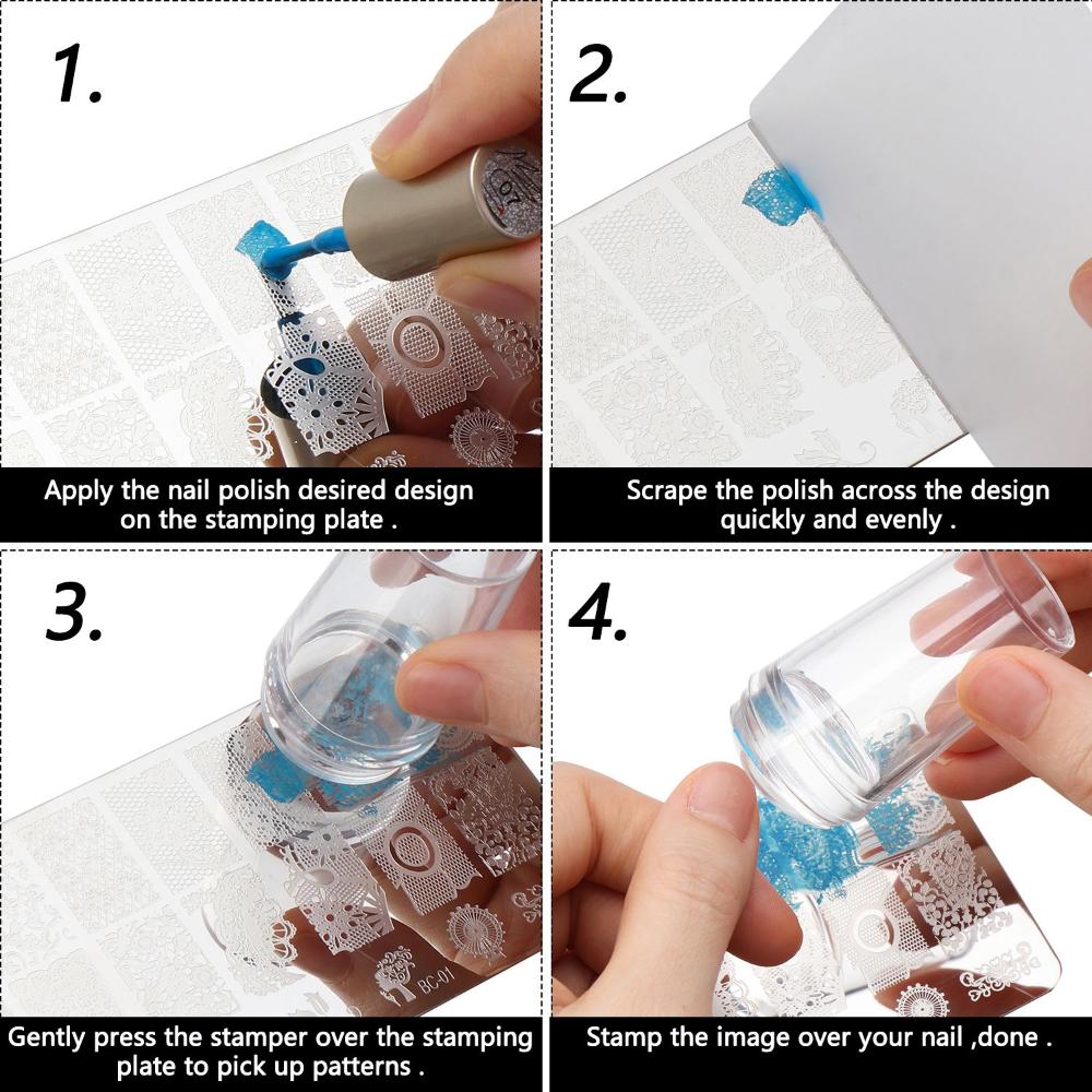 Heads French Tip Nagelstempel Klarer Silikon Nagelstempel Nagelstempelset Jelly Stempel für Nagel