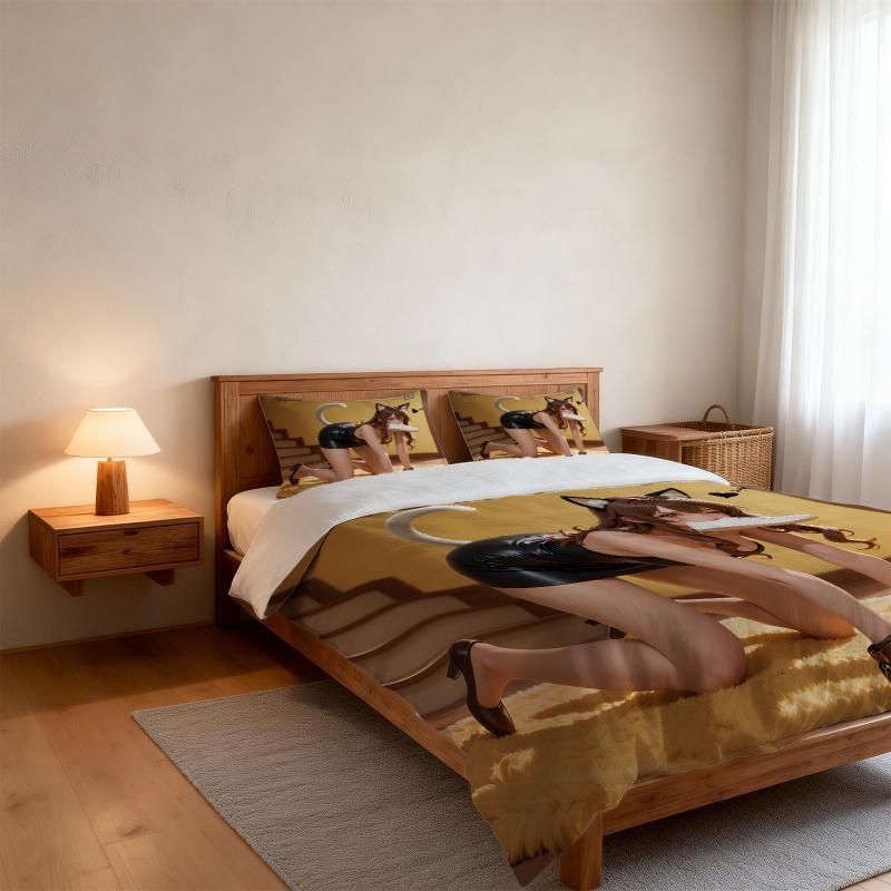 Euphoria Season 3Woof Woof Cat Girl Printed Duvet Cover Set Soft Bedding Set For Adults Bedroom Decor