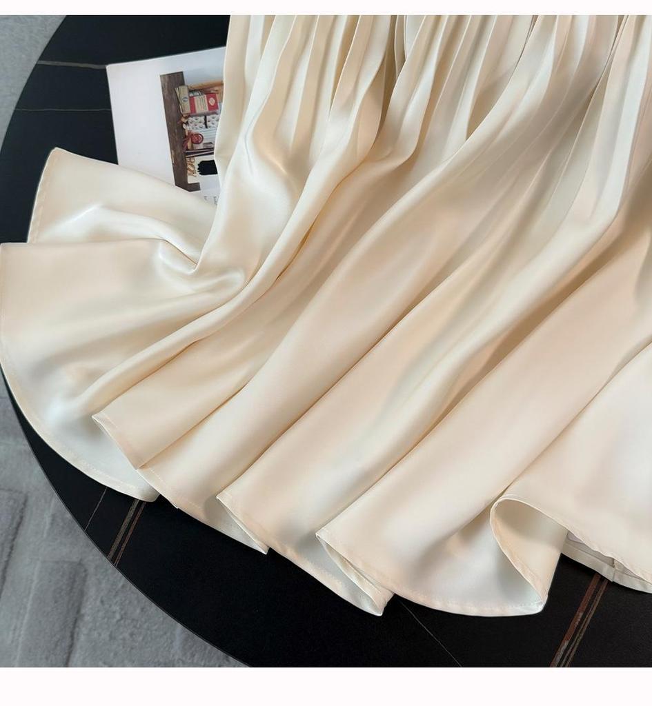 Elegant Summer Dress Set: Slimming, Off-Shoulder Short Sleeve Top with a Beautiful Pleated Midi Skirt for Women