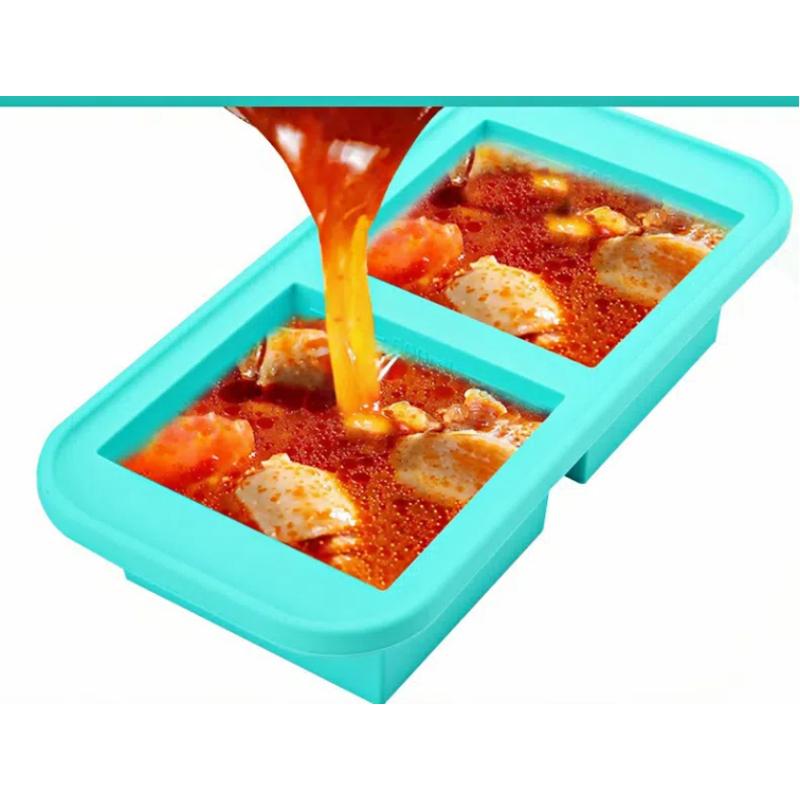 Silicone Freezer Mold with Lid Refrigerated Food Storage Box Food Box Silicone Ice Tray Mold Ice Box Crisper