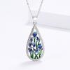 925  Fashion Blue Flower Ladies Pendant Necklace Handmade Enamel Jewelry Wedding Birthday Party Pendant Necklace Women's