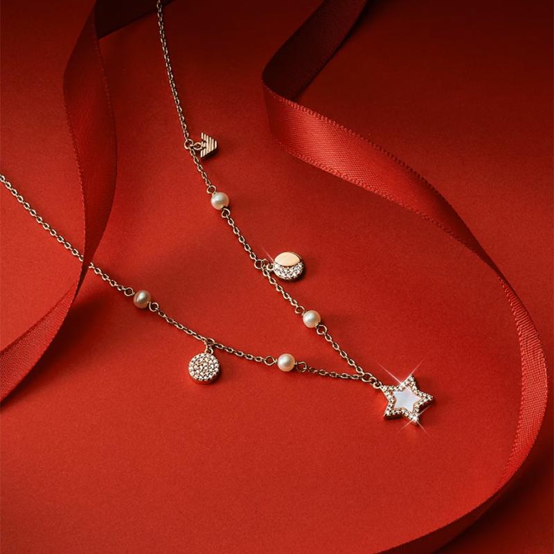 Emporio Armani Love Star And Moon Series Elegant Necklace Women necklace Rose-Gold EGS3106221