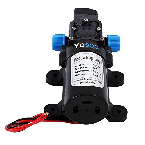 Ongwan Keenso DC12V Pressure Diaphragm Pump, 5Lmin, 116 PSI, with Pressure Switch and Hose Clamp, Self-Priming Sprayer Pump for RVs, Campers, Marine B
