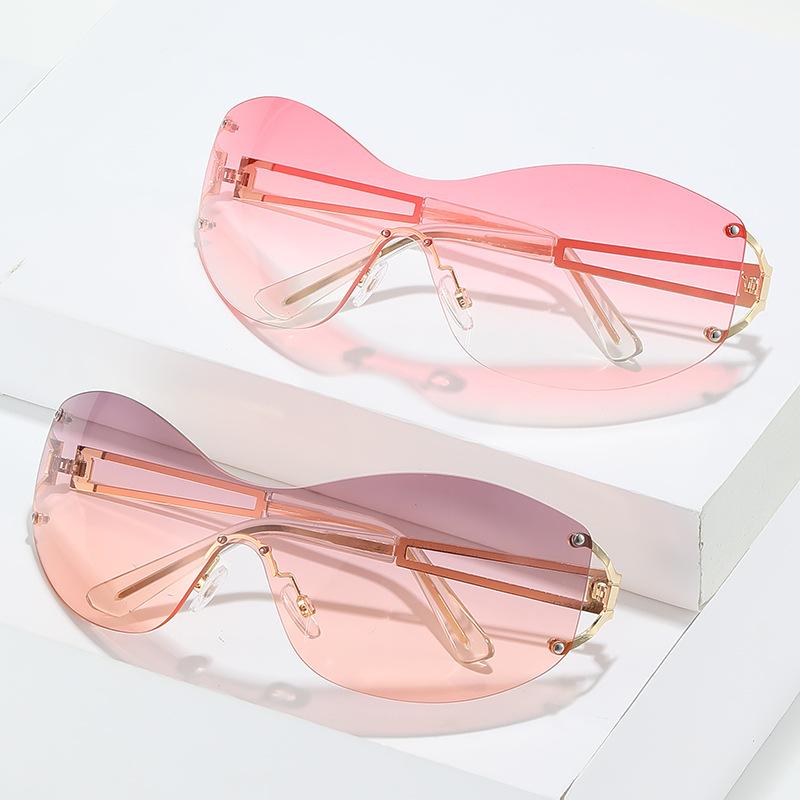 Y2K Spice Girl Wind Sunglasses, Rimless One-Piece Large-Frame Sunglasses For Women Uv400