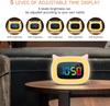 Cute Cat Ear Alarm Clock with RGB 7 Color Night Light & 18 Ringtones,Rechargeable Clock for Kids Bedroom
