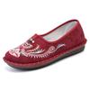 Womens Comfortable Flat Slip-On Shoes With Floral Embroidery Non-Slip Rubber Sole Cotton Upper Insole
