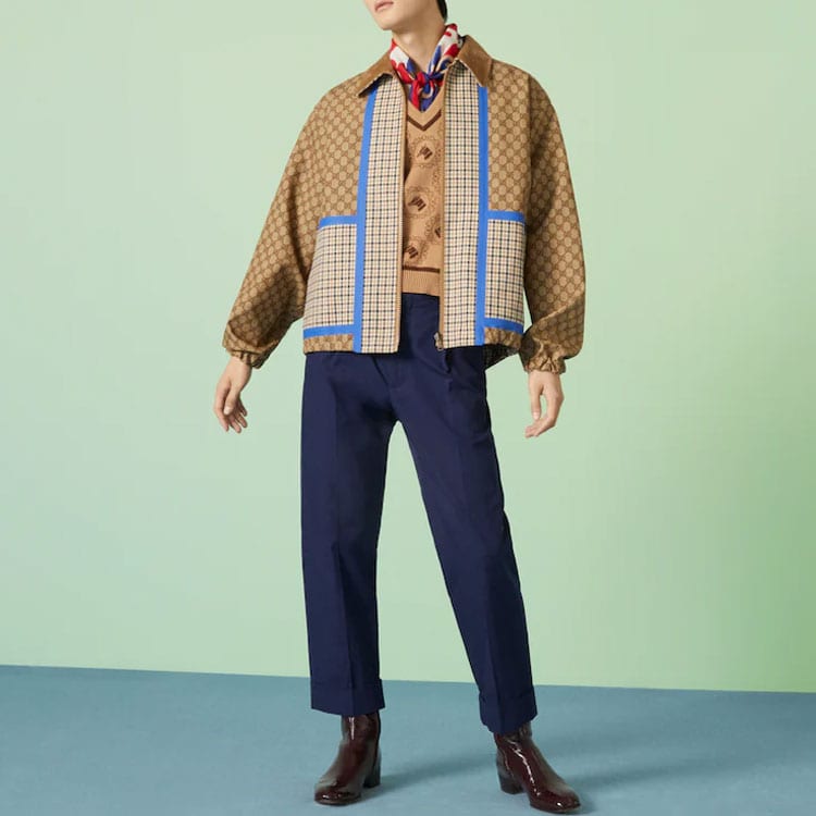 Gucci Reversible Checked Cotton Jacket Jackets & Coats Men's Brown 742829-ZANWQ-2399