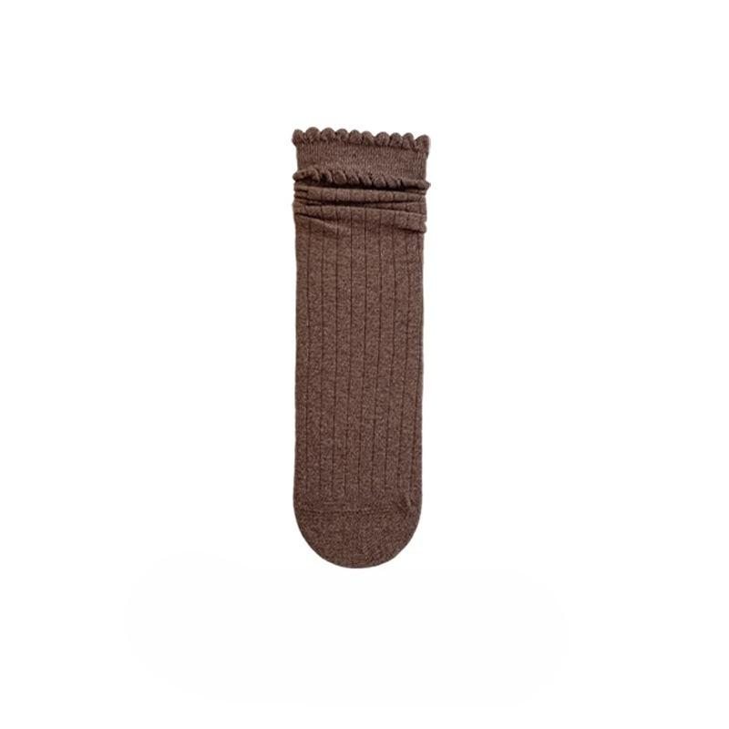 Simple and Versatile Solid-color Lace Pile-up Socks for Spring and Autumn, Trendy Pile-up Socks for Women