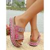 New Summer Rhinestone Platform Slippers - Women’s Plus Size Belt Buckle Slides for Outdoor Wear