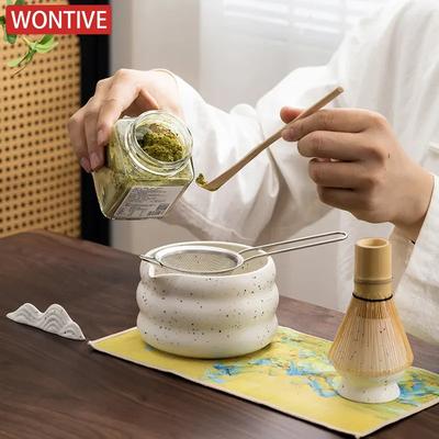 1/2/4/6pcs Matcha White Tea Whisk Teaware Japanese Ceremony Bamboo Chasen Tea Tool Tea Brush Exquisite Matcha Kit for Teaset
