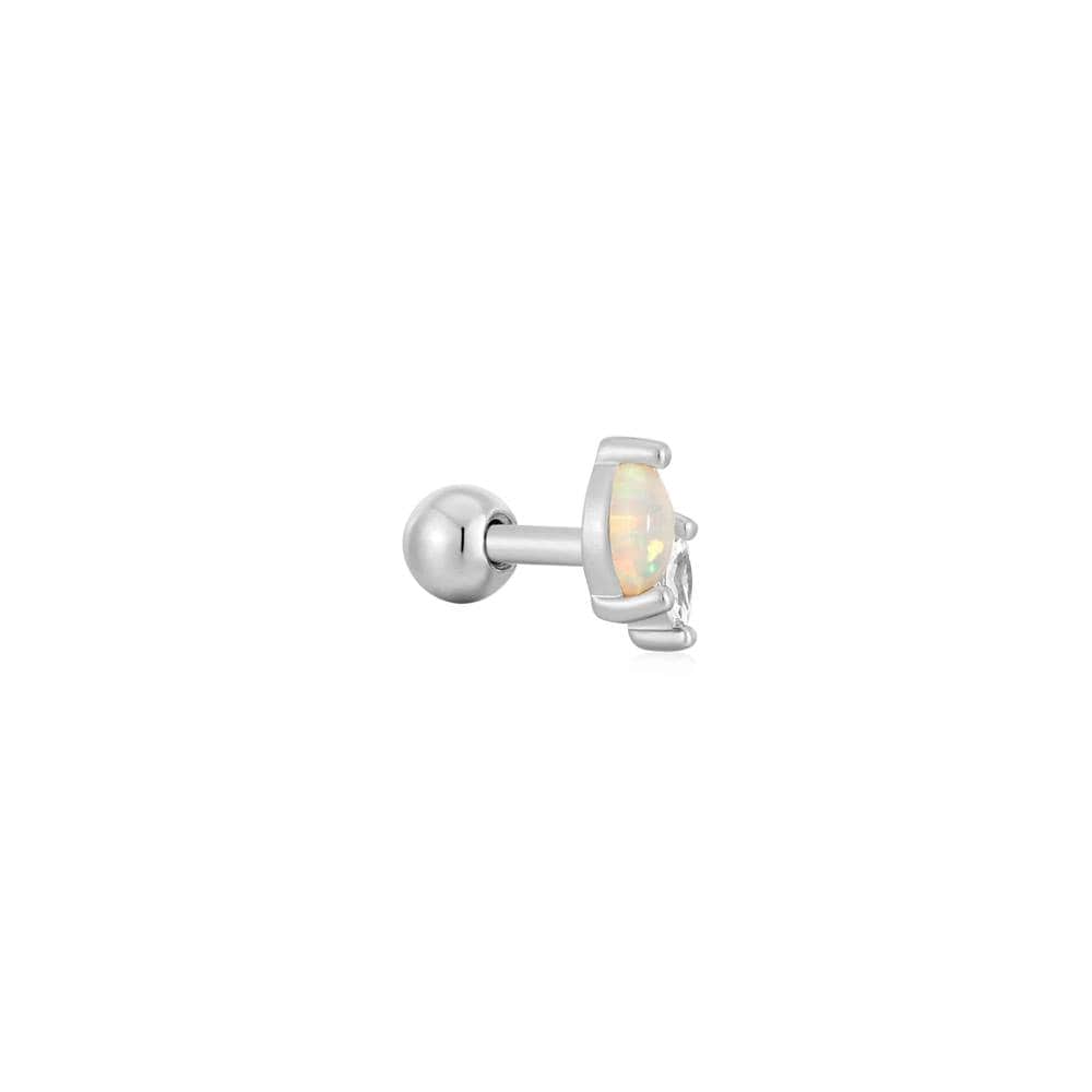 [October Birthstone] Opal Sparkle Barbell 925 Silver Single Piercing E047-07H