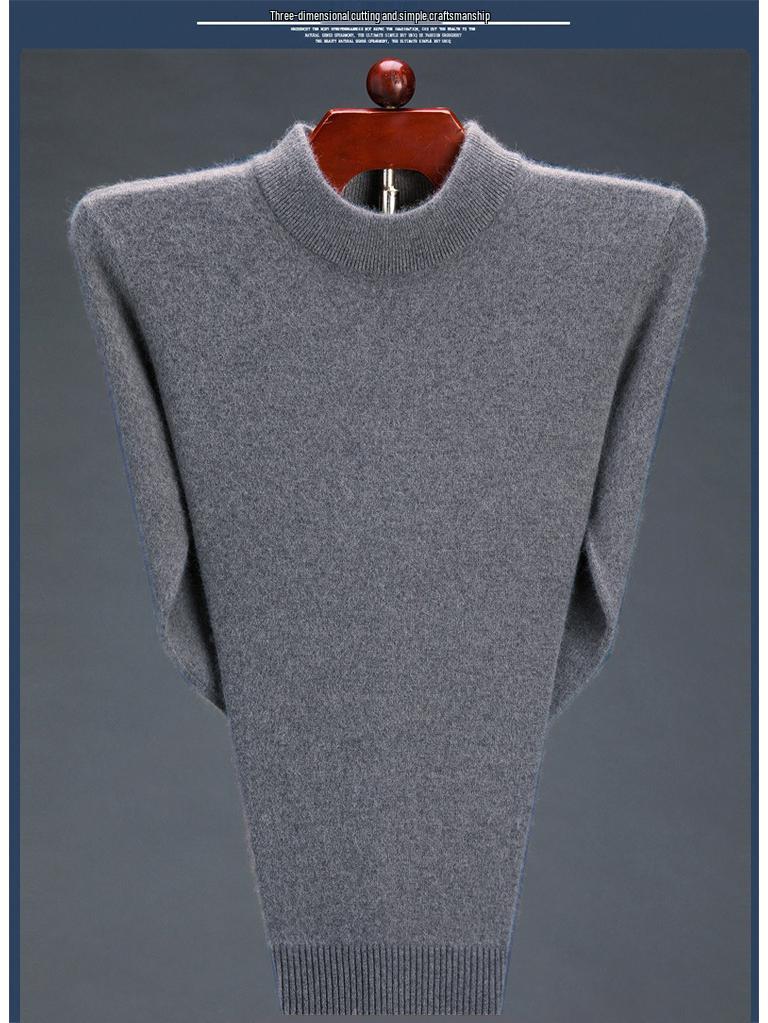 Men's Thick Cashmere Wool Sweater - Loose Fit, Round/Half-High Neck Pullover