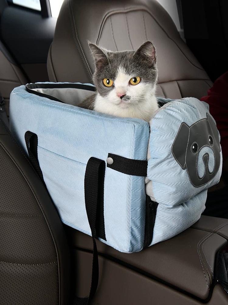 Portable Pet Car Seat Armrest Box Comfortable Travel Cushion for Dogs Cats Large Capacity Multifunction Pet Car Safety Seat Travel Cushion for Pets