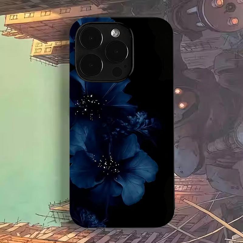 Dunkelblumenmuster Handyhülle Für IPhone 11 13 15 Pro 14 16 Plus 12 Pro Max 17Air Hülle Silikon Weiche Klare Abdeckung Schale