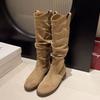 Brown boots children's new summer and autumn stacking boots western cowboy high boots but knee knight boots