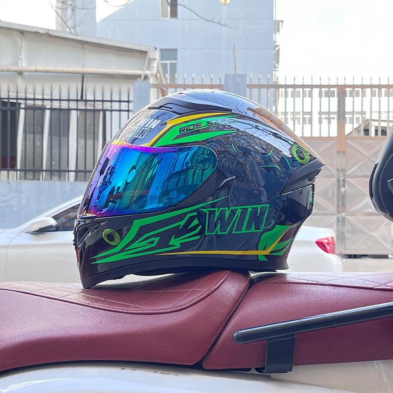 Motorcycle Helmet Full Helmet Can Be Equipped with Bluetooth Headset Men's Four-season Electric Bicycle Riding Helmet
