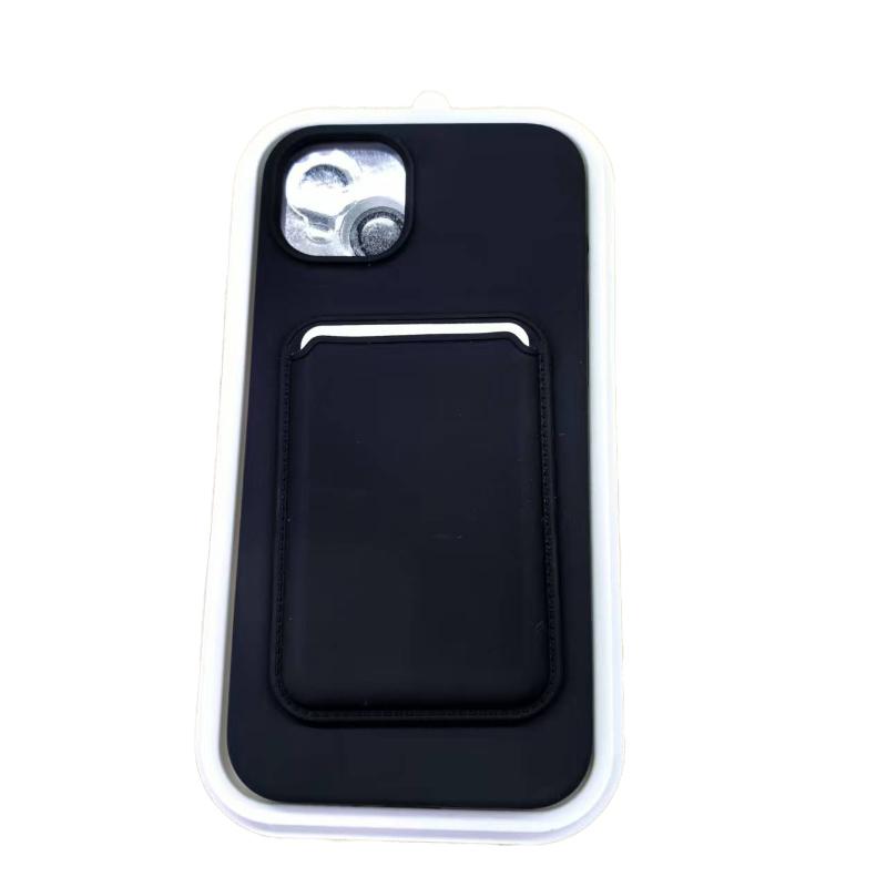 For Magsafe Magnetic Wallet Card Slot Luxury Solid Color Soft Silicone Phone Case For iPhone 16 Pro Max E 14 11 12 13 15 Pro Max