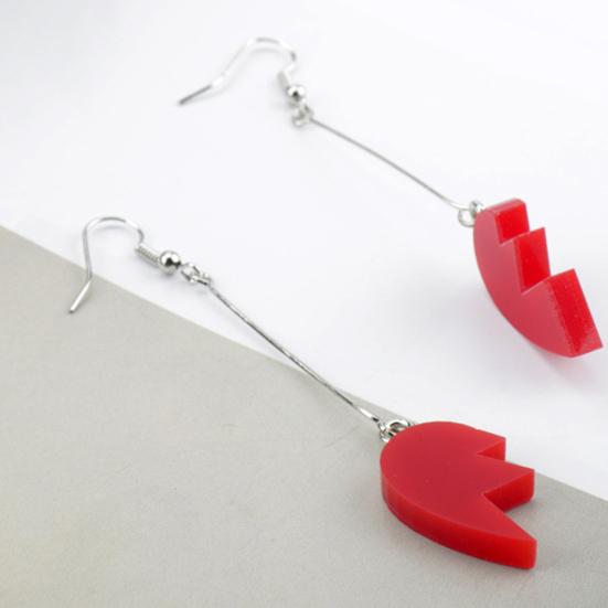 1 Pair Dangle Earrings Long Combinable Heart Shape Personality Decorative Anime Cosplay Props Lovers Gift Bizarre Adventure Clip Earrings