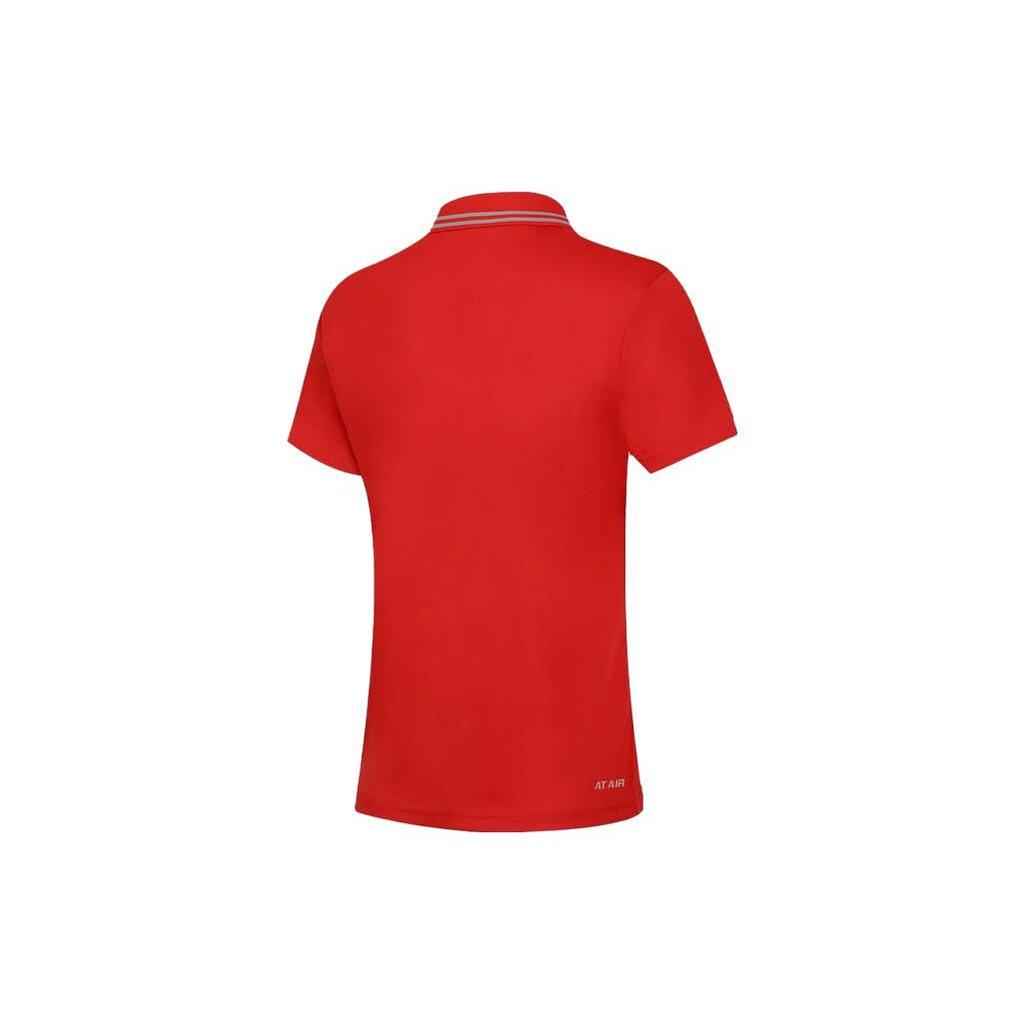 Li Ning Plain Polo Neck Pullover Short Sleeve T-Shirt Women Tops Red APLT078-6