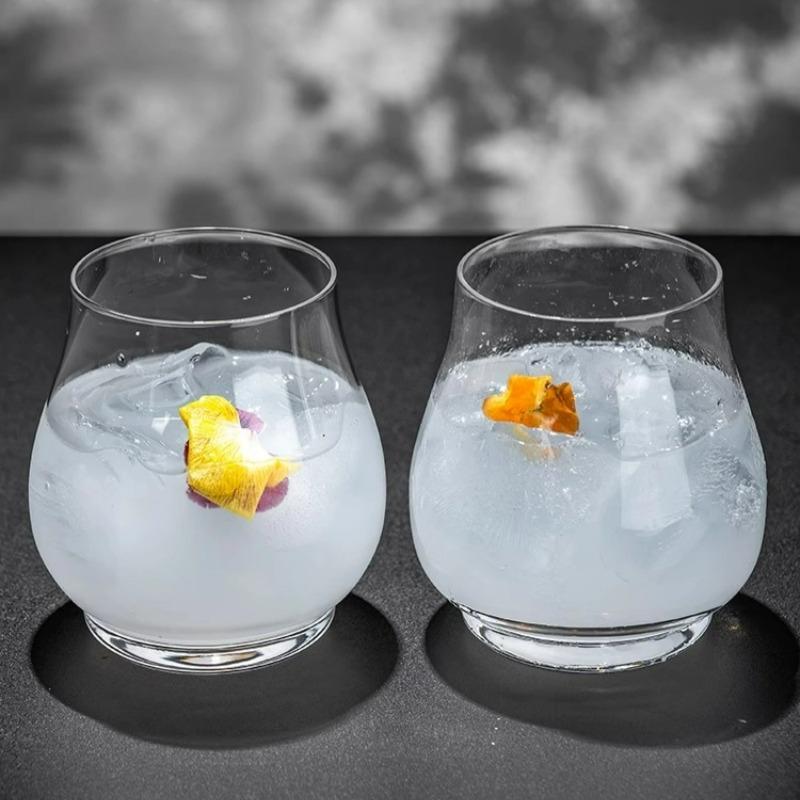 Big Belly Glass Cup Creative Closed Cocktail Glasses Cups Cold Brew Glass Cups Transparent Whiskey Glasses Cup Bar Kitchen Tools