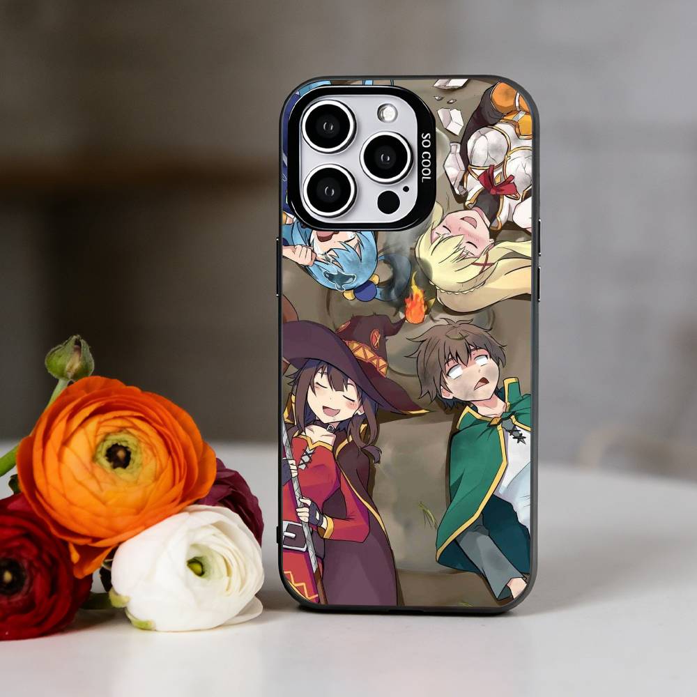 Anime K-Konosuba Phone Case For iPhone 17,16,15,14,13,12,11 Plus,Pro Max,XS,Colorful Silver Phone case Funda Cover iPhone12PROMAX