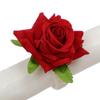 6pcs Artificial Rose Flower Towel Buckle with Rope Table Decoration Napkin Ring  Valentine's Day