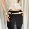Metal Heart Rivet Belts Round Ethnic Style Waistband Punk Western Style Cowboy Belts  Women