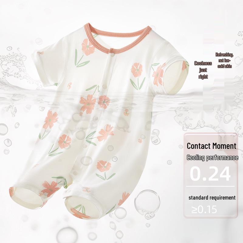 Infant Summer Short-Sleeve Modal Bodysuit - Lightweight Newborn & Toddler Pajamas Romper