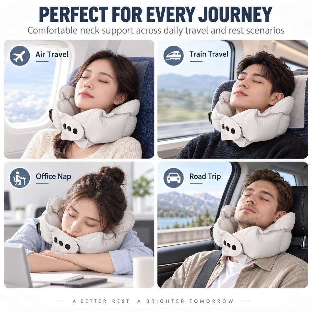 Foldable Travel Neck Pillow Cooling Fabric U-Shaped Neck Pillow For Neck Headrest Sleep Support