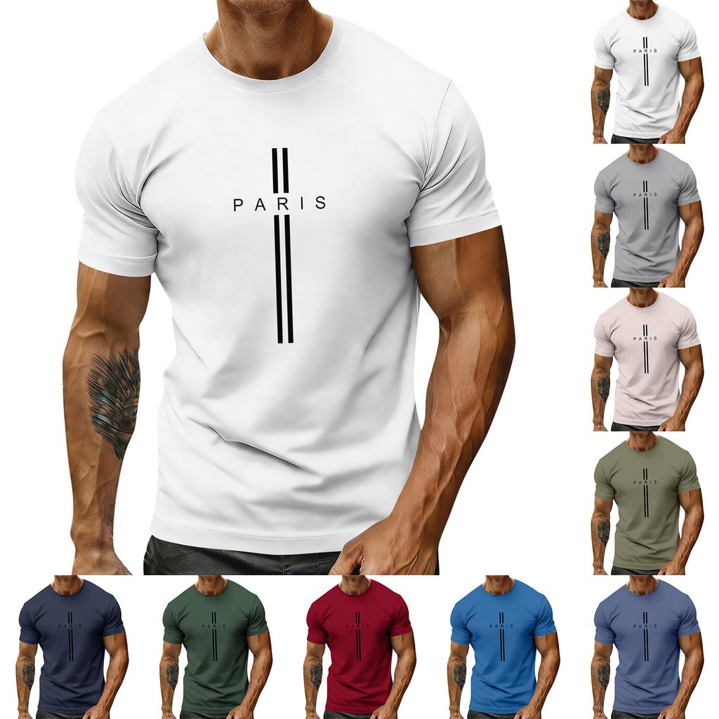 Herren Feiertags-Print Rundhals Kurzarm Top Lässiges Sportoberteil