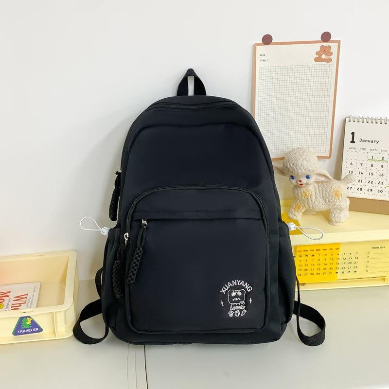 New high-value fresh and sweet candy-colored cartoon embroidered backpack female junior high school backpack