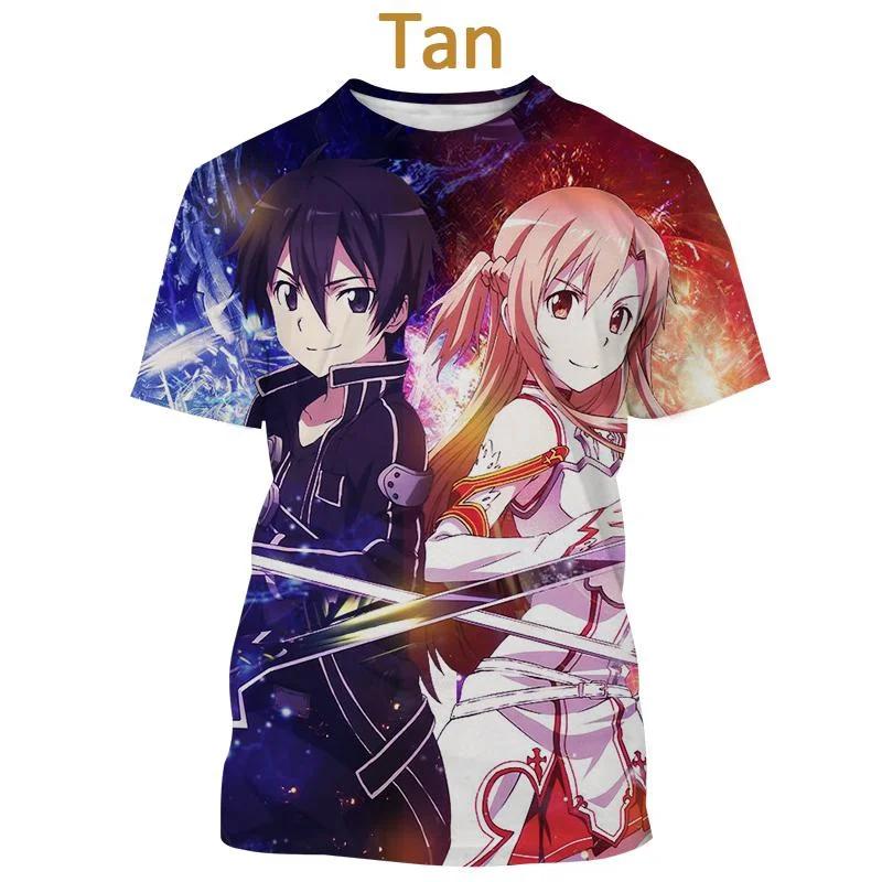 Print Sporty Quick-dry Breathable Men T-shirt Sword Art Online Animation Casual Harajuku Y2K Street Short Sleeve Clothing Top