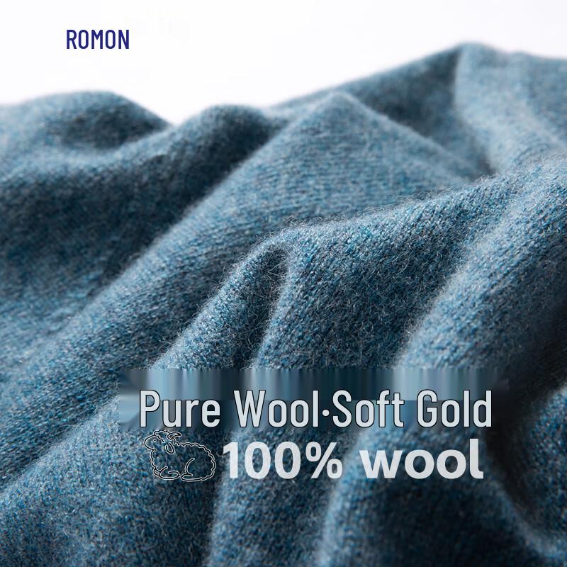 ROMON Men's 100% Wool Round Neck Thin Pullover Sweater
