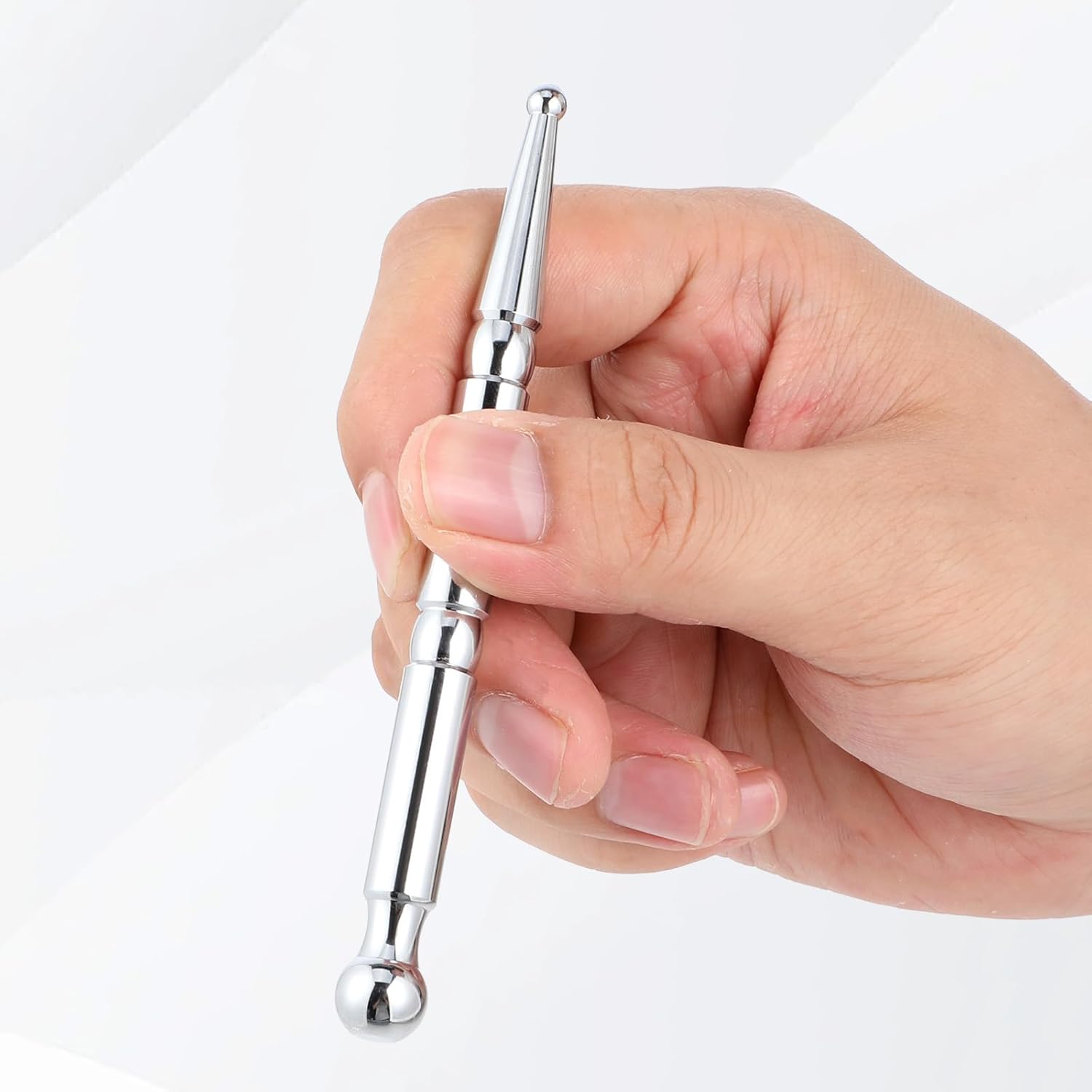 Acupressure Pen, Stainless Steel Double-Head Acupressure Pen for Pain Relief, Multi-Function Fascia Pressure Point Massage Tool for Face Lift Finger